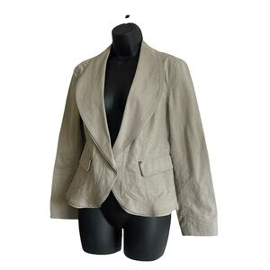 Lafayette 148 New York Beige Cotton Blazer w/ Layered Shawl Collar